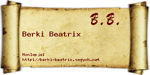 Berki Beatrix névjegykártya
